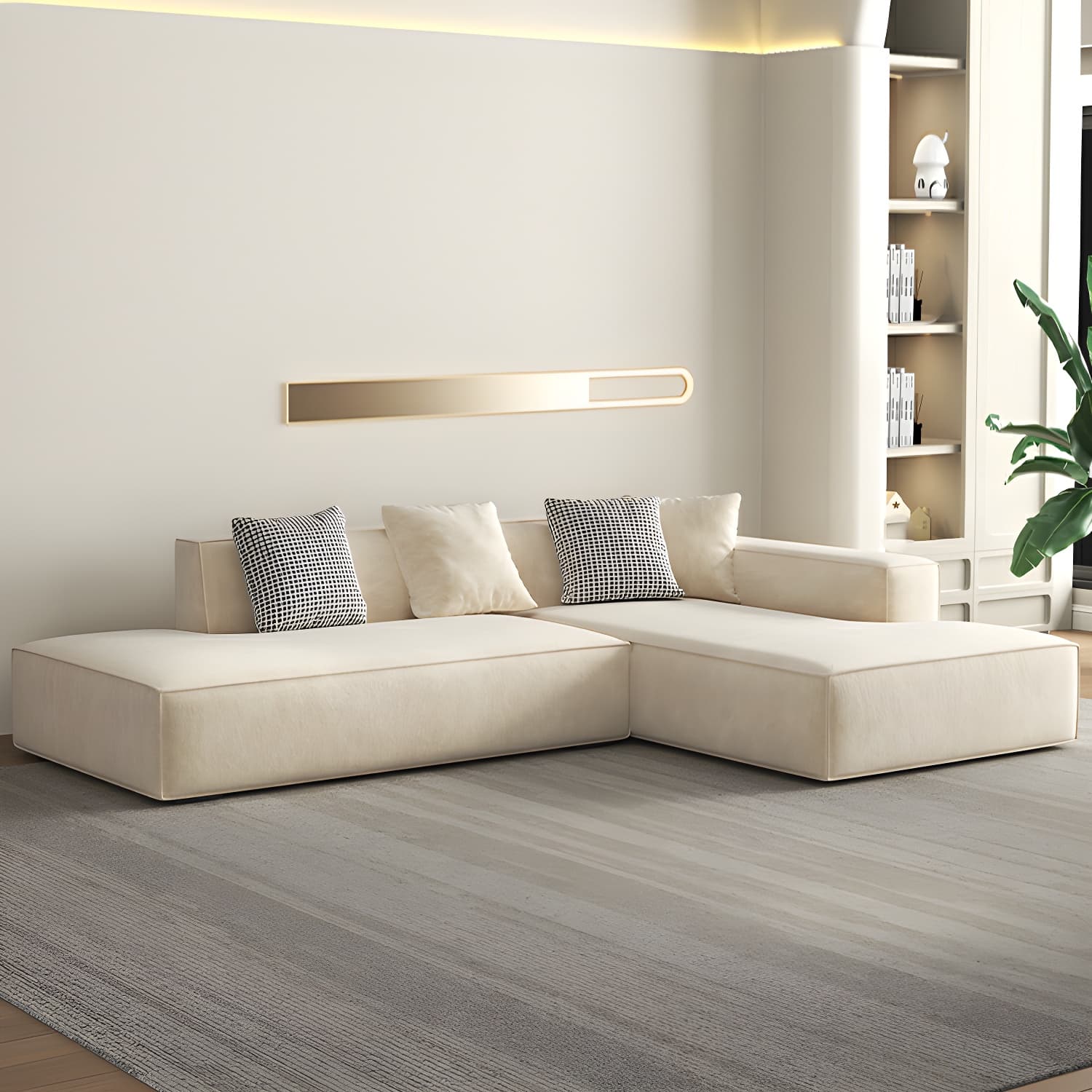 Elegant Sectional with Synthetic Upholstery in Moderate-Gray Tone and Built-in Charging Ports thumbnail 2