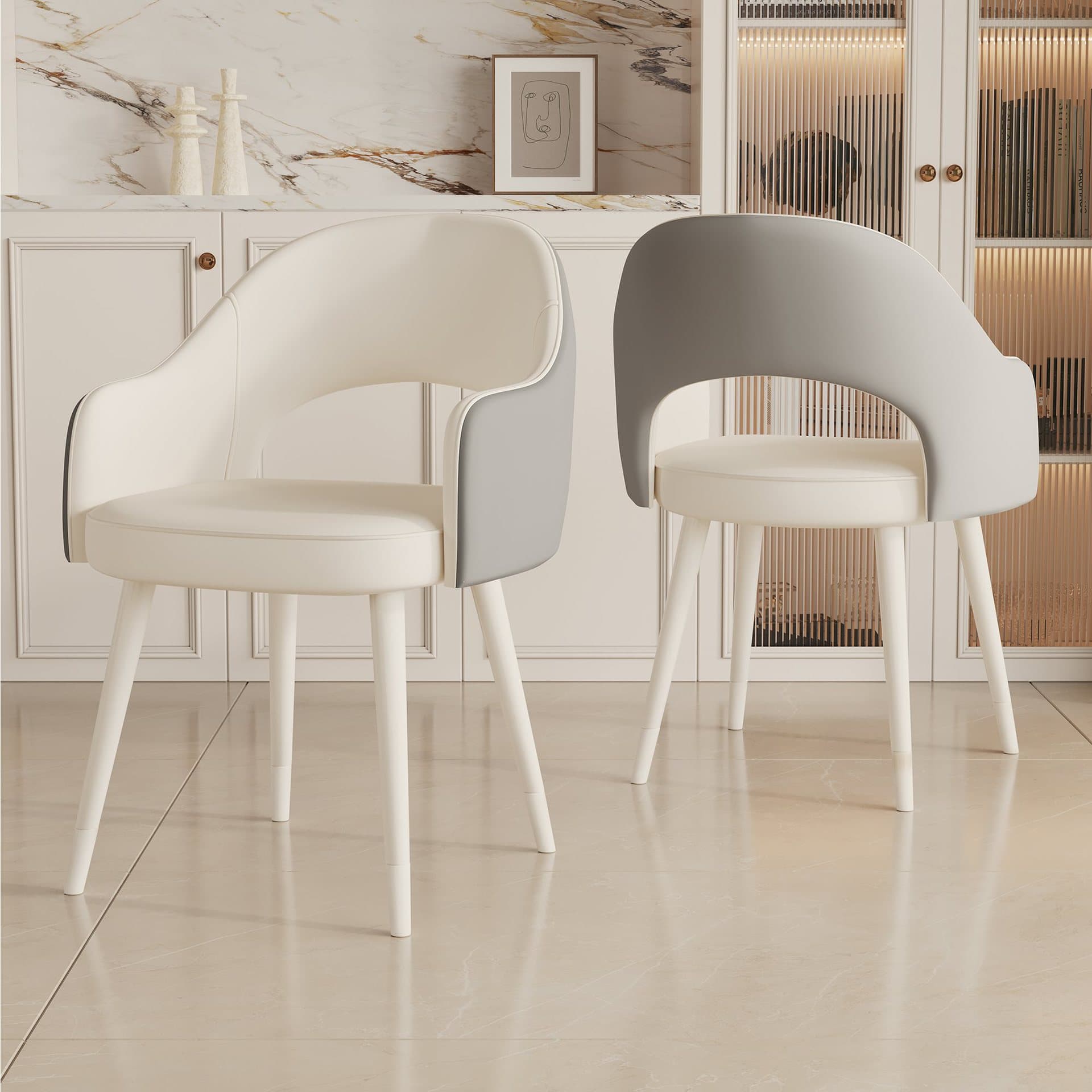 Modern Simple Style Arm Chair with Ventilated Back, Padded Upholstery, Arms, and Metal Legs thumbnail 5