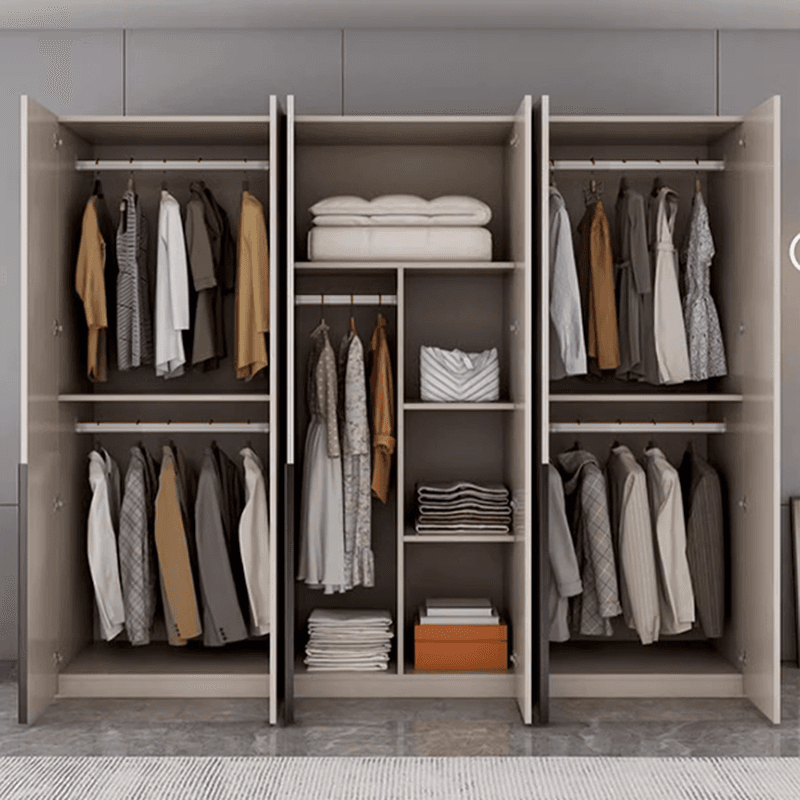 Light Gray Trendy Detached Armoire Cabinet with Soft Close Door, Interior Shelves, and Hanging Rod thumbnail 3