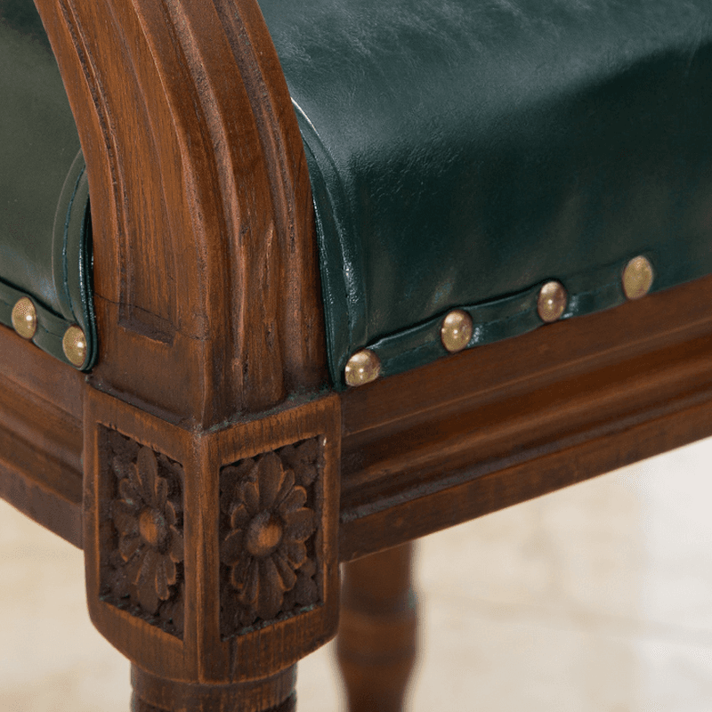 French Sturdy King Louis Back Upholstered Arm Chair/Side Chair with Nailhead Accent, Foot Pads and Weathered Wood Base thumbnail 20