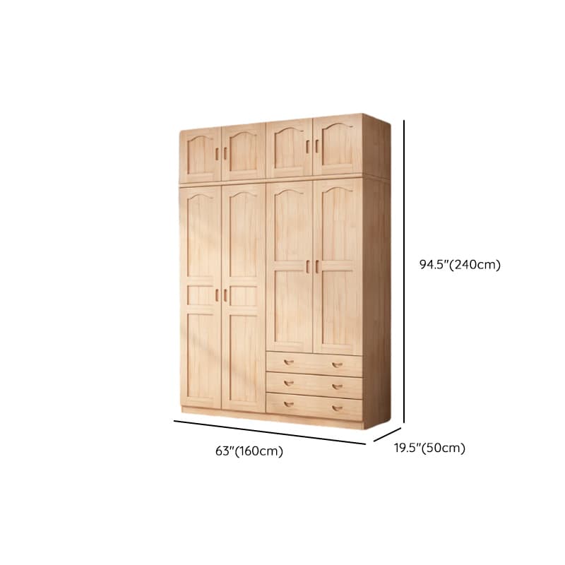 Modish Natural Color Reclaimed Wood Wardrobe Armoire with Soft Close Drawer, Soft Close Door thumbnail 19