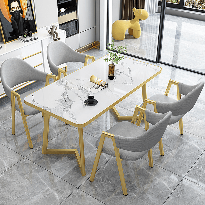 Luxurious Dining Table Set with Recycled Wood Top and Sleighing Base thumbnail 7