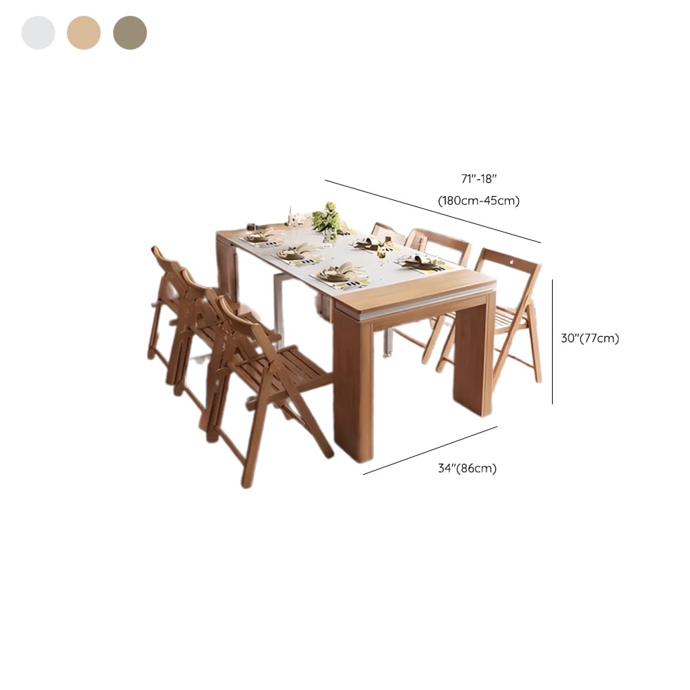 Trendy Rectangular Dining Table Set with Four Legs, Versatile 9-piece/7 Pieces/5 Piece Set, Chalk/Tan/Unfinished Colors thumbnail 14