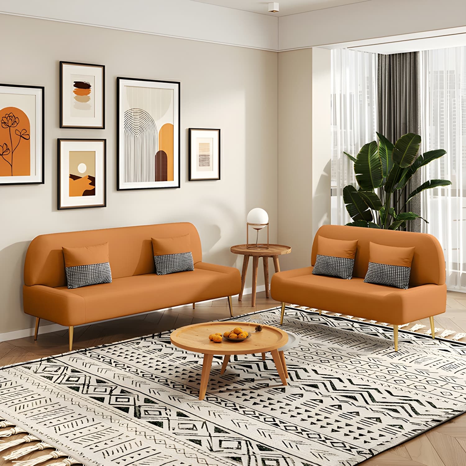 Scandinavian Faux Leather Small Size Sofa with Armless Design in Solid Color thumbnail 11