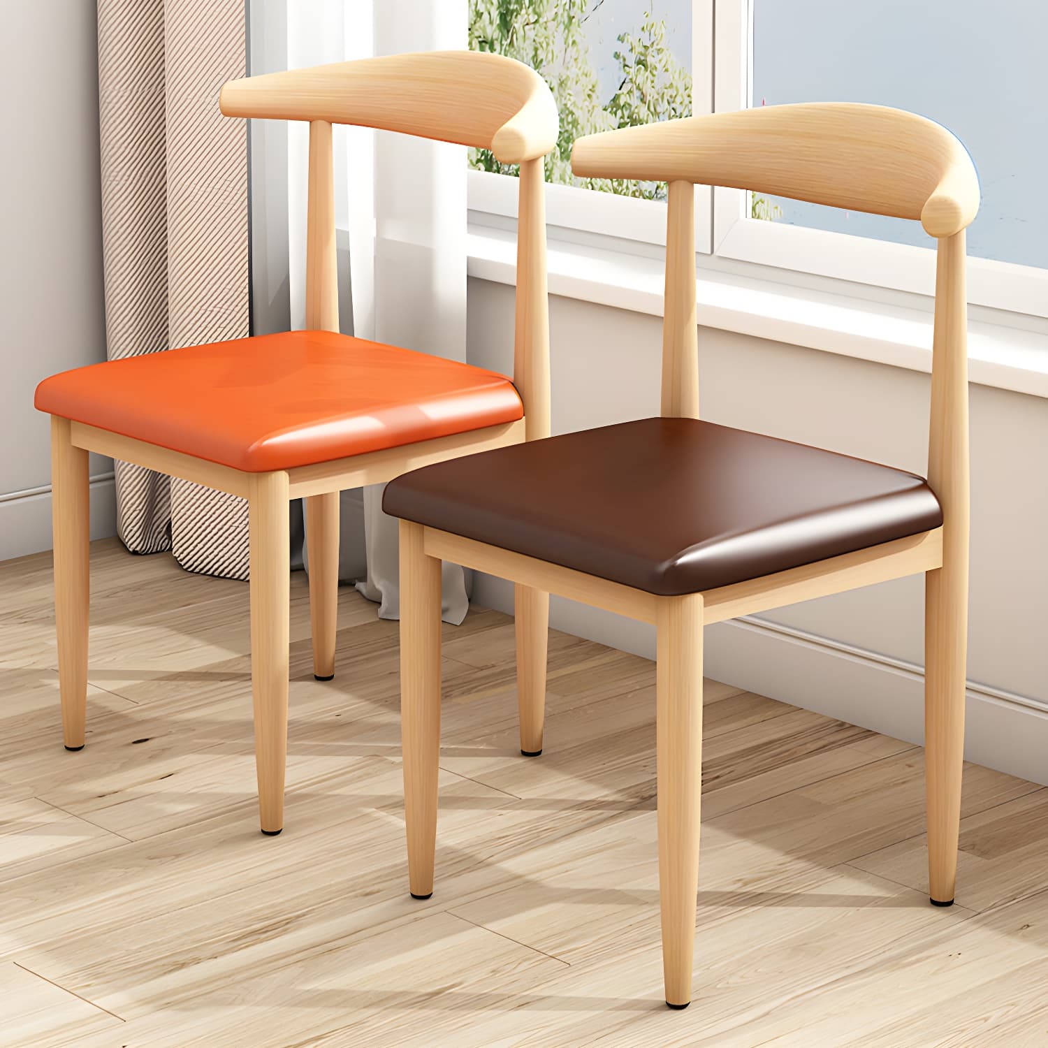 Modern Kitchen Dining Chairs Open Back Dining Chair with Metal Base thumbnail 26