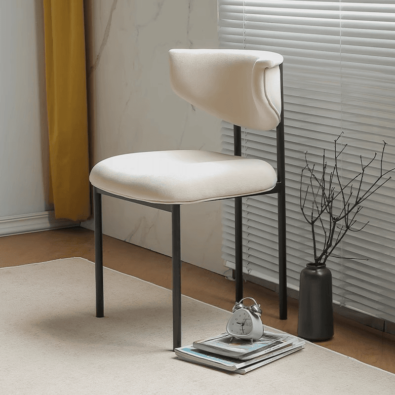 Scandinavian Side Chair with Uncovered Back, Upholstered, Ink/Gilded Metal Legs thumbnail 1