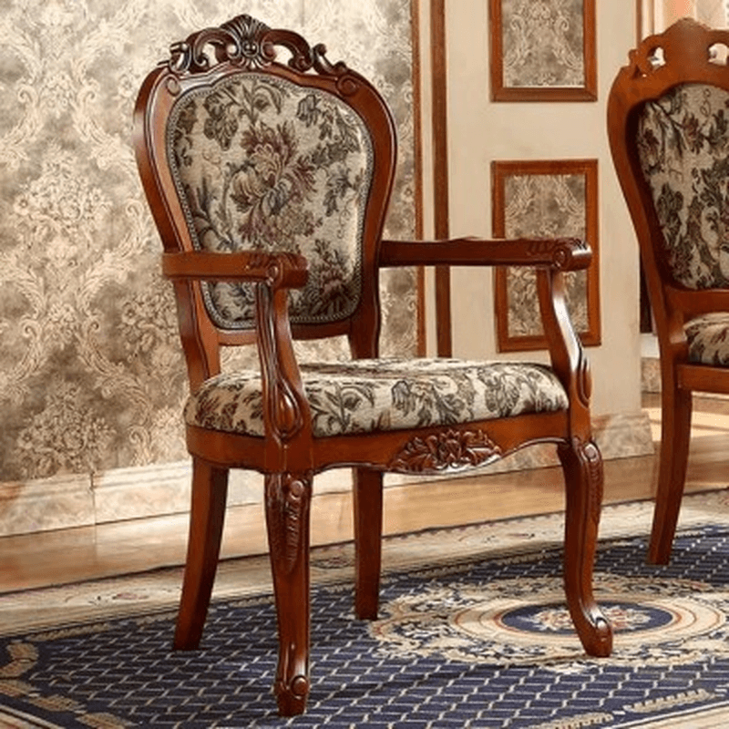 Modern Simple Style Queen Anne Upholstered Arm Chair with Arms, Walnut Timber Legs thumbnail 4