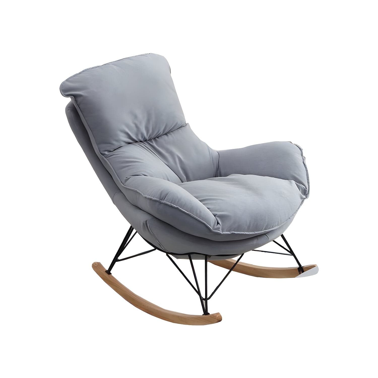 Contemporary Rocking Chair Cotton Upholstered Tufted Wing Chair Back Baby Rocking Chair thumbnail 14