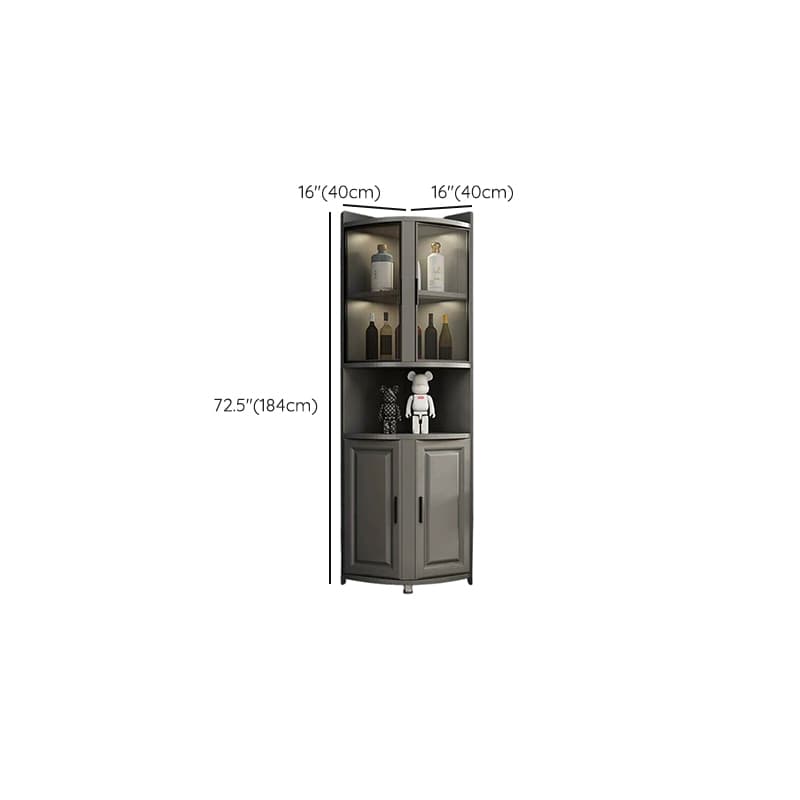 Modern Grey Corner Accent Cabinet with Gold Metal Base and Glass Doors thumbnail 9