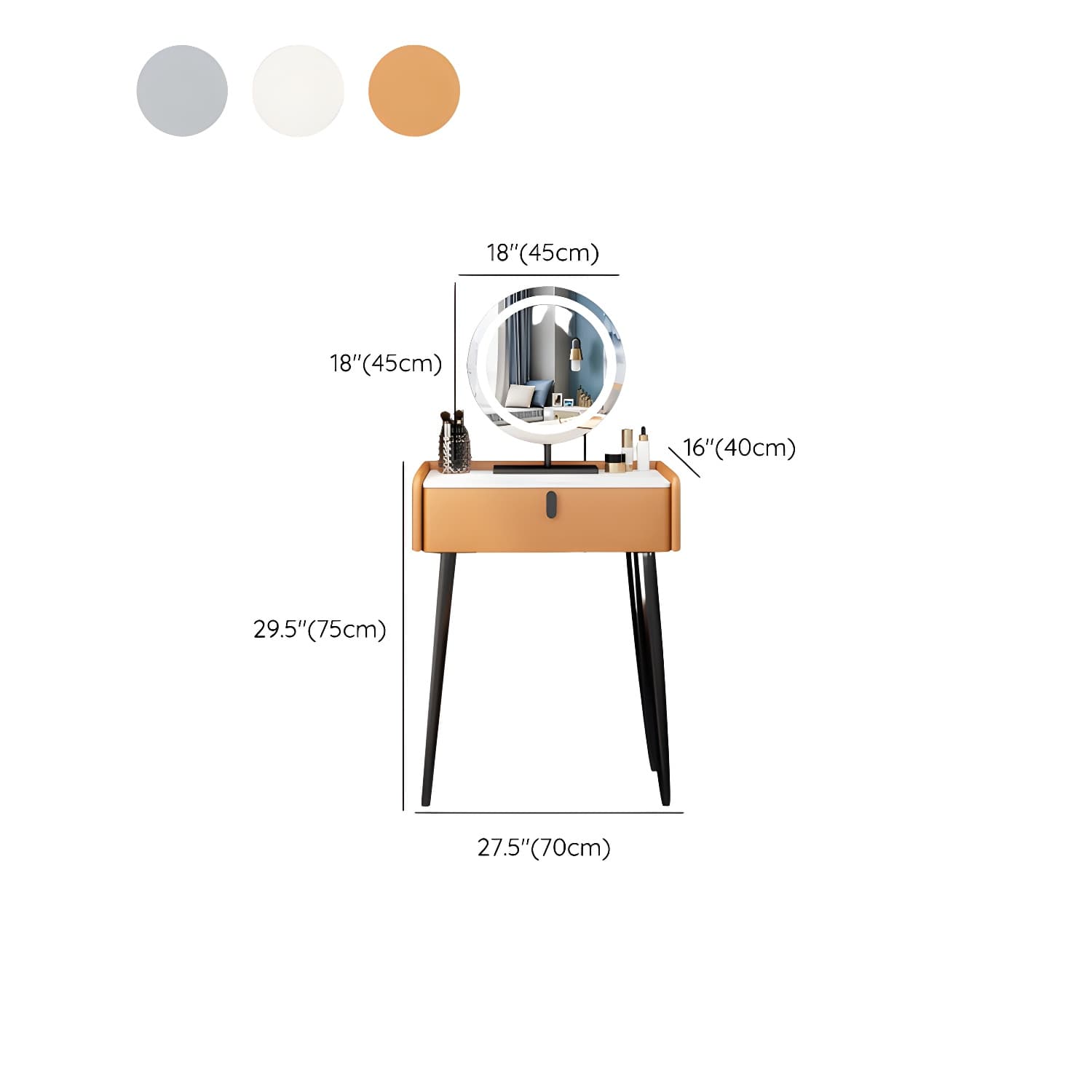 Contemporary Vanity Dressing Table Set with Mirror and Stool thumbnail 17