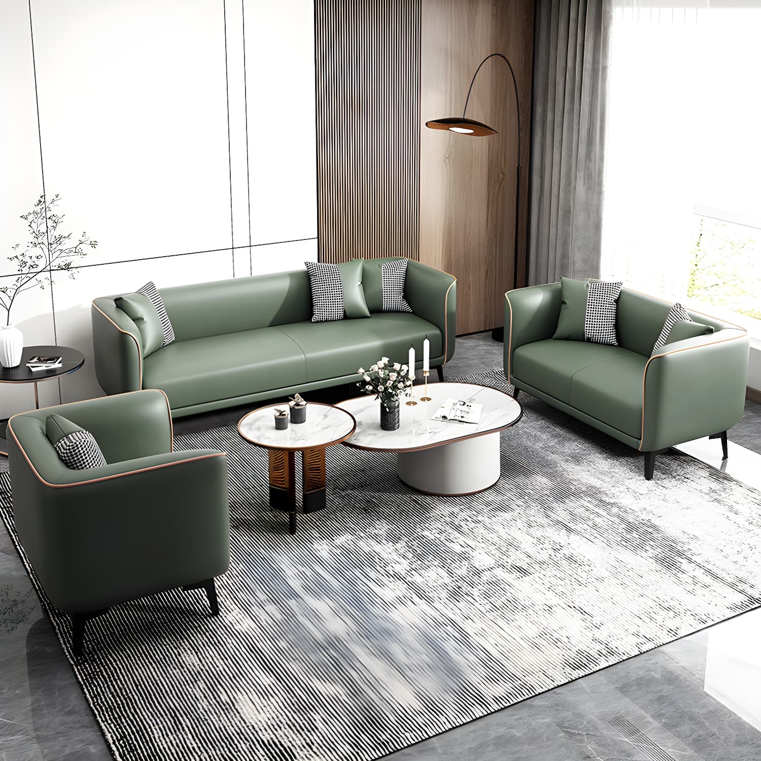 Modern Square Arm Standard Sofa Metal Legs Settee for Living Room thumbnail 14