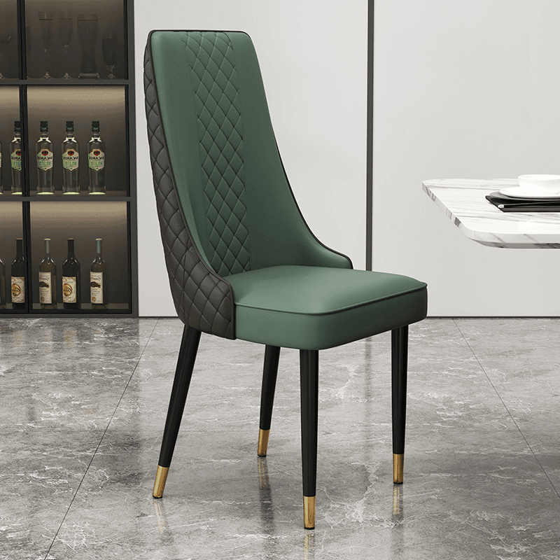 Contemporary Restaurant Armless Chair with Solid Back Panel, Upholstered Metal Legs thumbnail 4