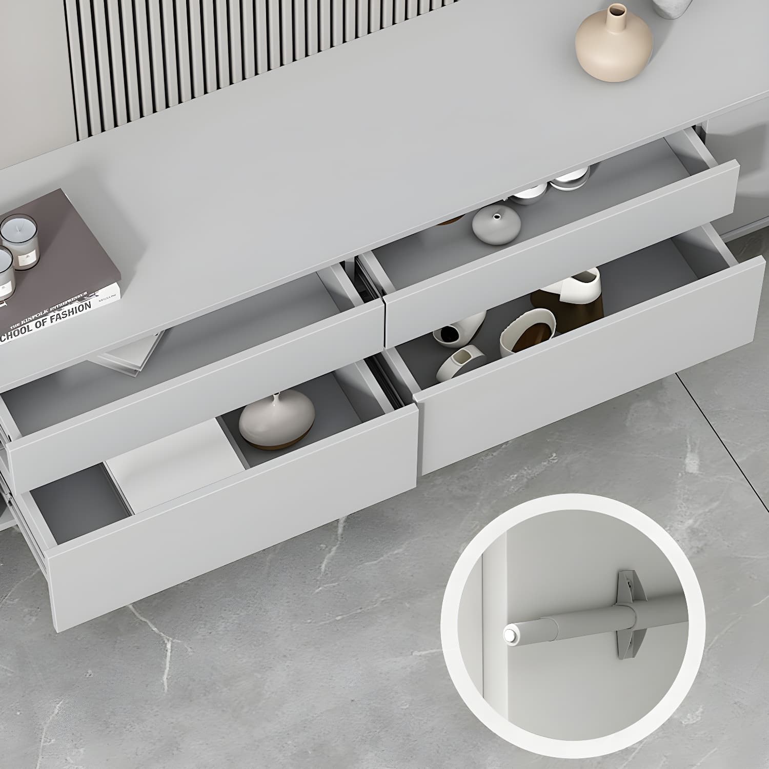 Industrial Enclosed Storage TV Stand Wooden Rectangle TV Cabinet with Splayed Legs thumbnail 12