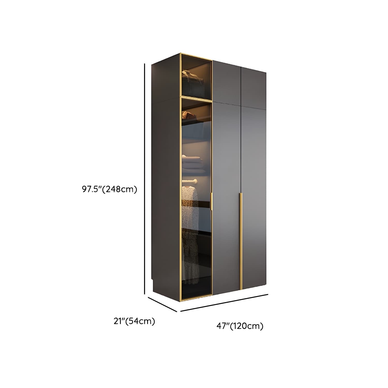 Modern Grey Wood Wardrobe Armoire with Drawers & Adjustable Shelves thumbnail 20
