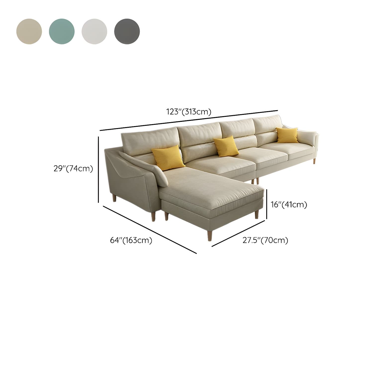 Scandinavian Wood Frame Straight Modular Sofa with Slipcover and Ottoman in 3 Piece Set thumbnail 20