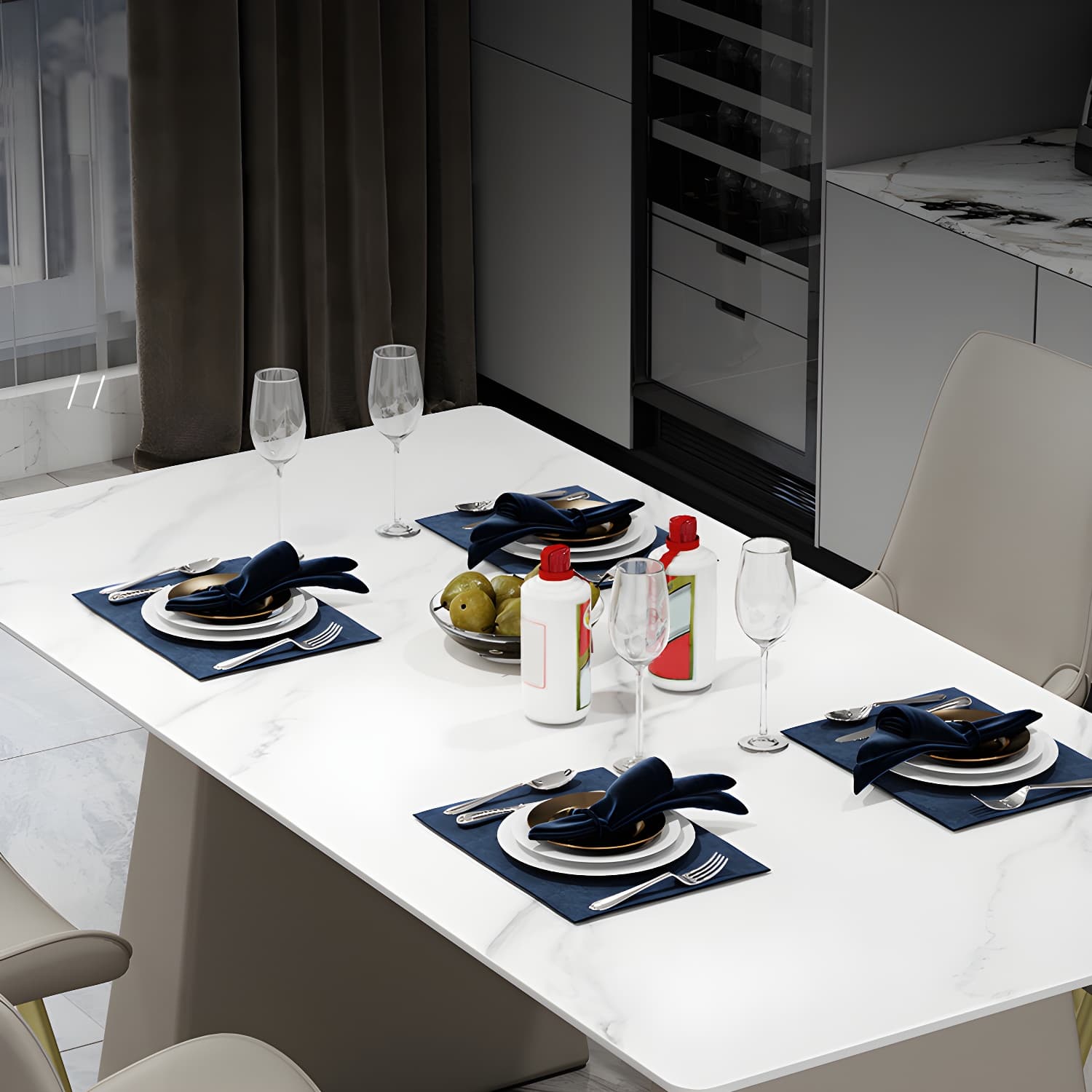 Modern Style Dining Set 1/5/7 Pieces Rectangle Stone Dining Table for Dining Room Kitchen thumbnail 6