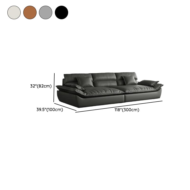 Contemporary Scratch-tolerant Solid Color Standard Sofa in Dark Gray/White/Light Blue, Seats 5 with 2 Pillows thumbnail 17