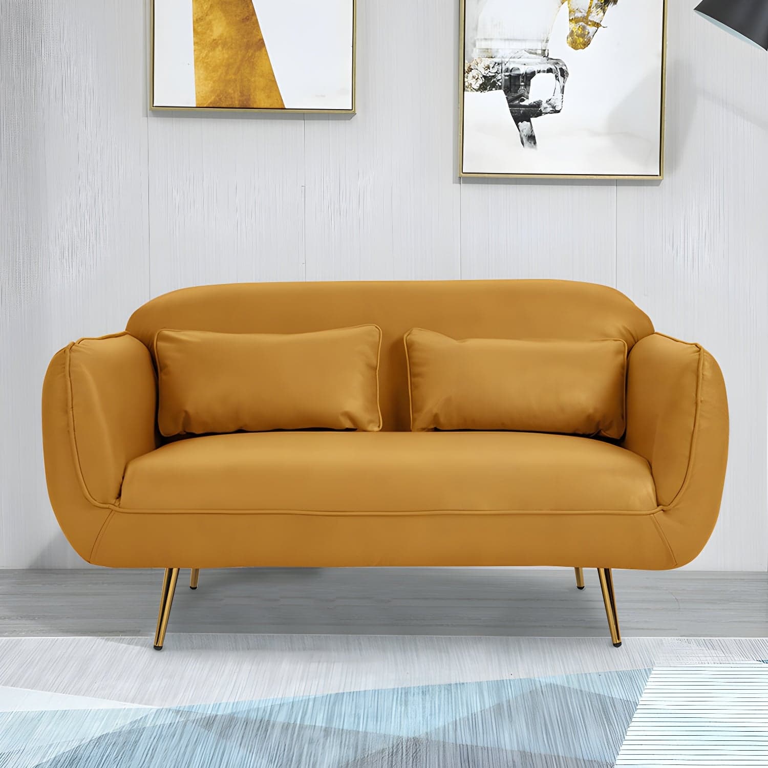Glam Tight Back Loveseat with Flared Arm and Extra Pillows for Home and Apartment thumbnail 6