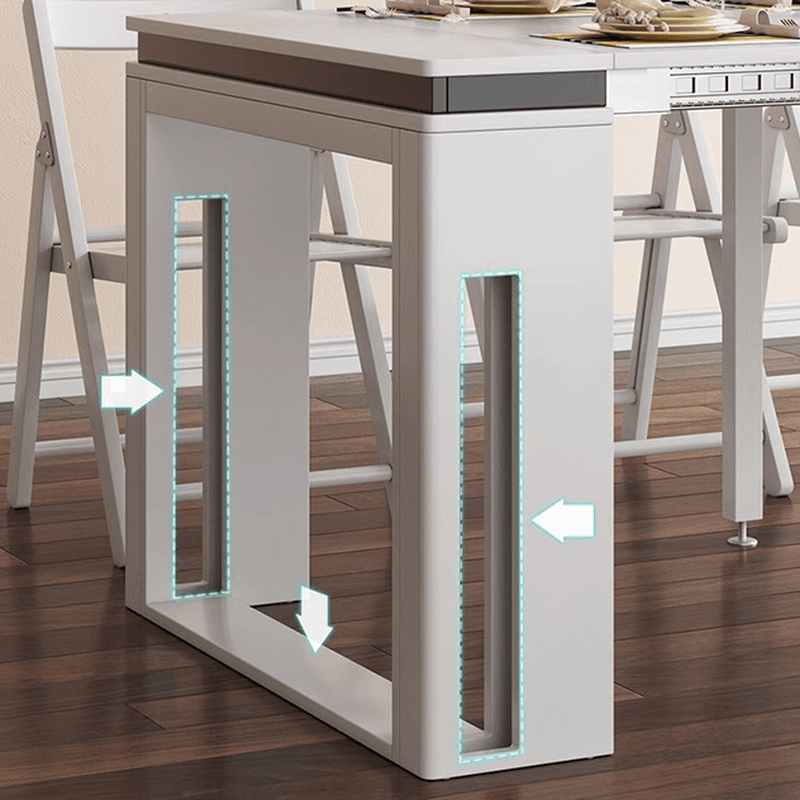 Trendy Rectangular Dining Table Set with Four Legs, Versatile 9-piece/7 Pieces/5 Piece Set, Chalk/Tan/Unfinished Colors thumbnail 9