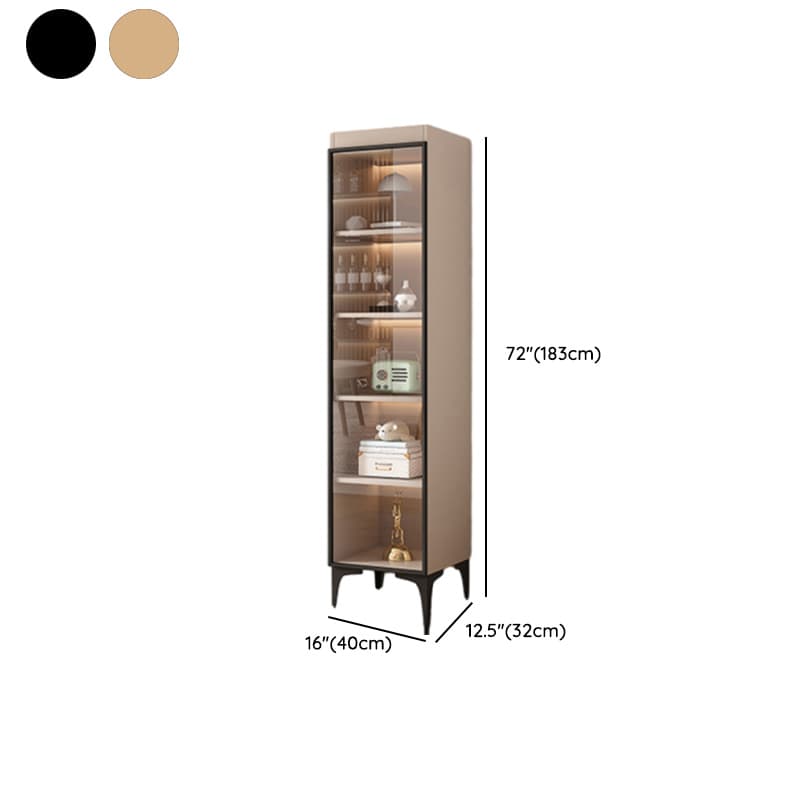 Simple Rectangular Standalone Accent Cabinet with Closet, Laminate Countertop, Glazed Door, and Sand Top thumbnail 12