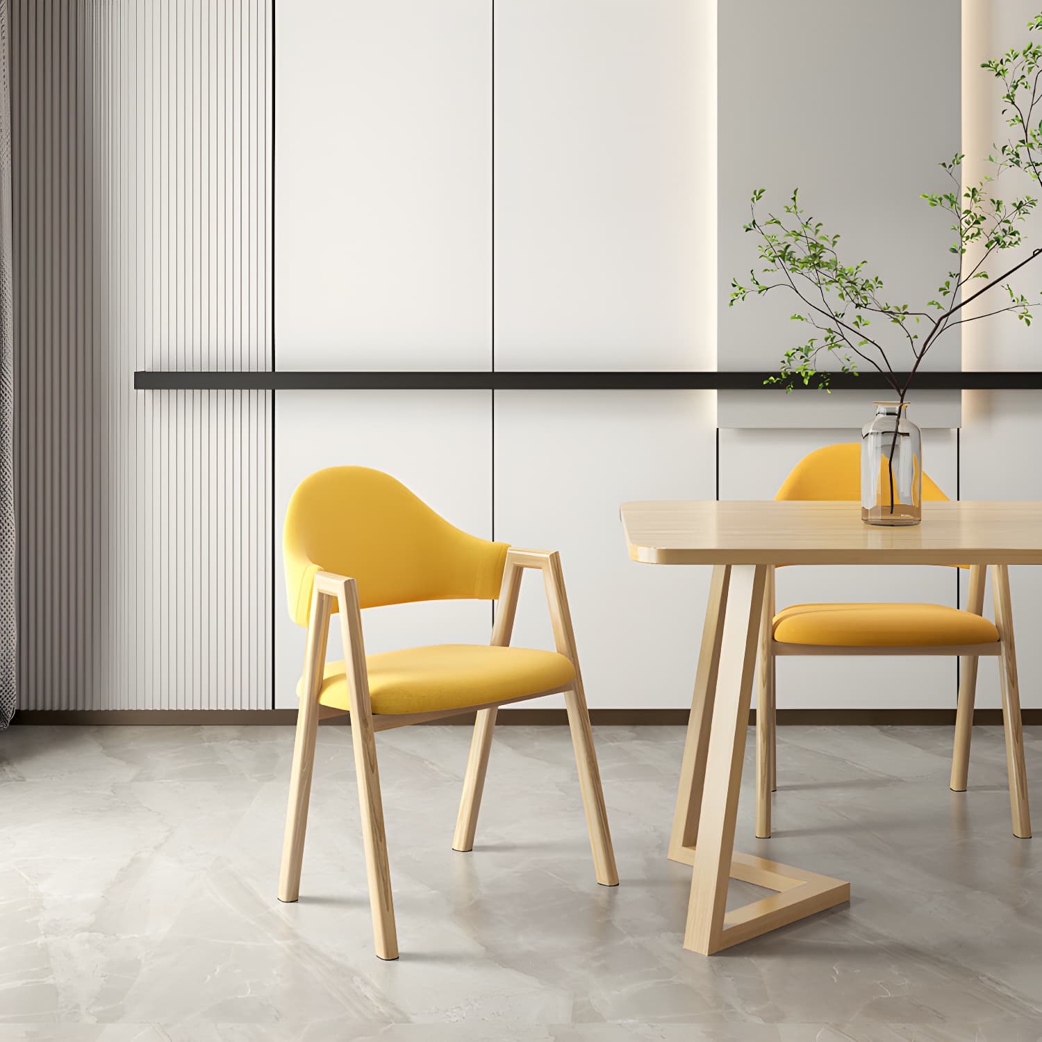 Scandinavian Study Room Metal Arm Chair Colorful Open Dining Chair with Natural Legs thumbnail 24