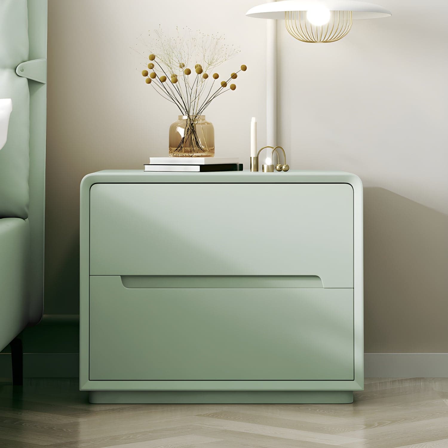 Modern Wood Drawer Nightstand for Small Spaces with 2 Drawers in Narrow Design thumbnail 8