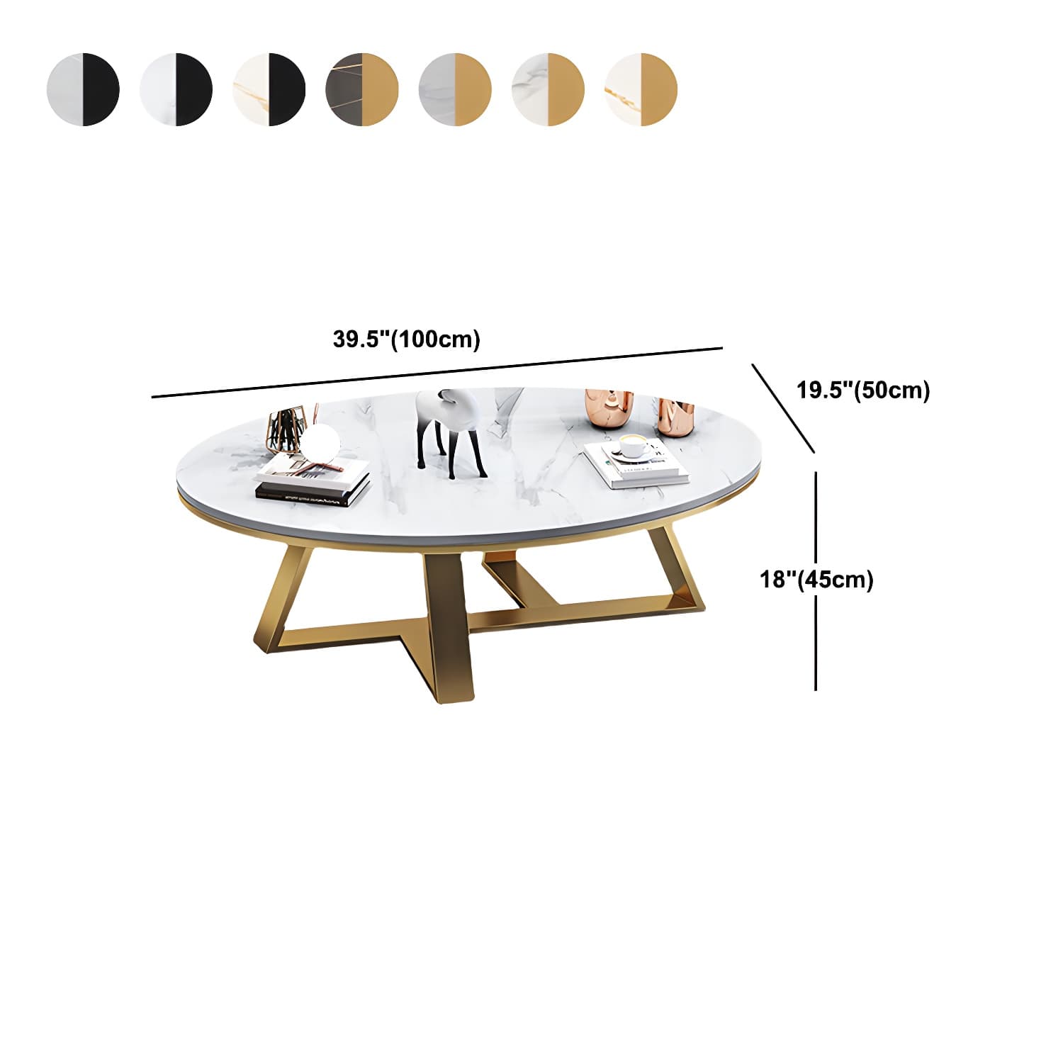 Slate Oval Coffee Table Minimalist Coffee Table for Living Room thumbnail 14