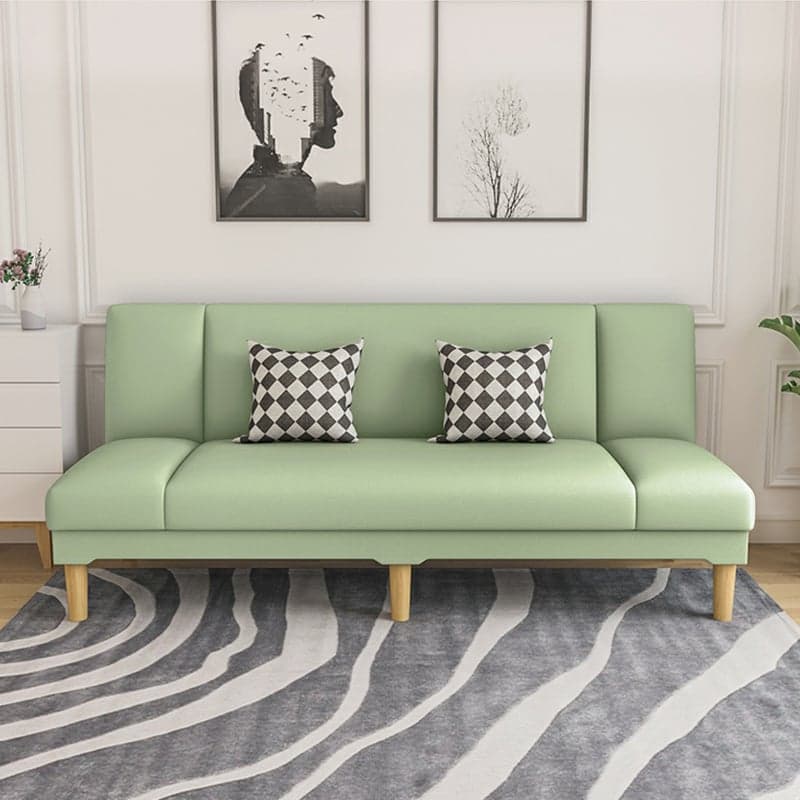 Scandinavian Armless Sleeper Sofa, Light Wood, Foam Filling, Includes Pillows thumbnail 6