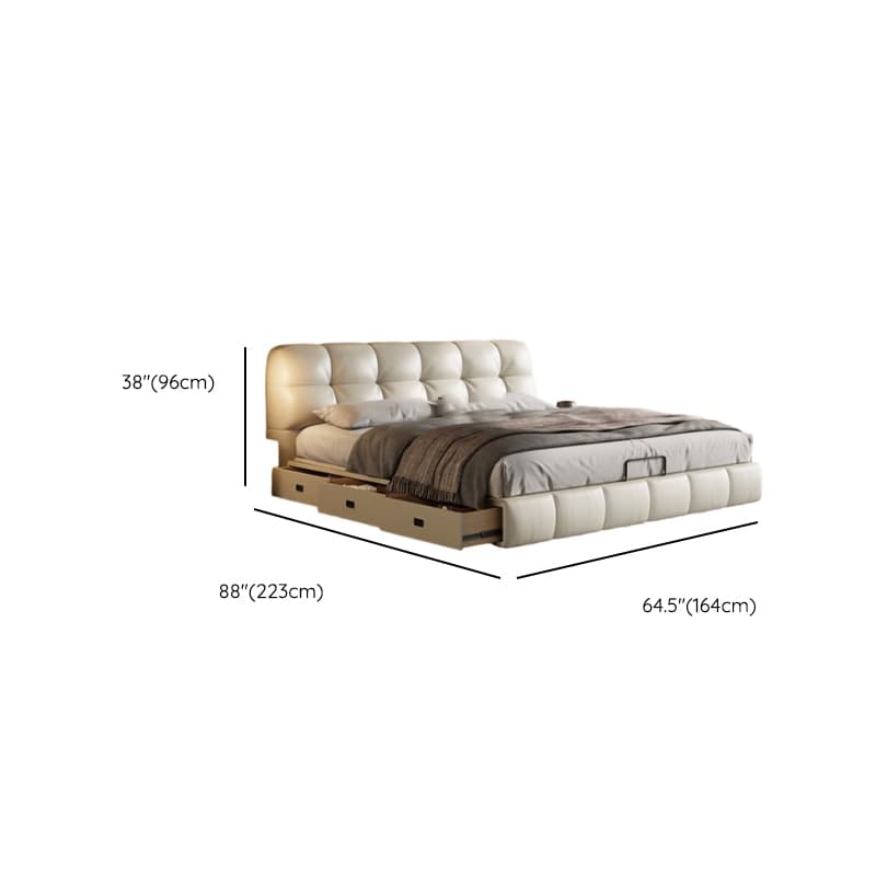 Beige Solid Color Storage Bed with 3 Storage Boxes, Pine Wood Frame, and Button-tufted Design for Living Room thumbnail 15