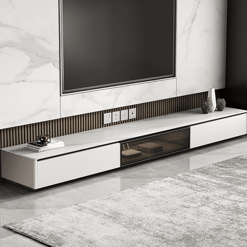 Art Deco Sintered Stone TV Stand for Sitting Room with Multiple Drawers, Storage Cabinet, Cable Management, and Door thumbnail 4