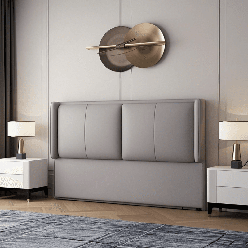 Simplistic Style Wingback Headboard in Pine Wood with No Distressing, Rectangular Shape for King/Queen/Full Bed, Featuring Sponge Upholstery and Standard Height thumbnail 4