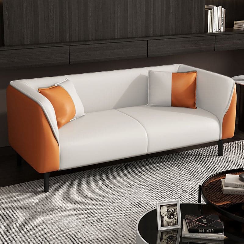 Contemporary Faux Leather Tuxedo Sofa with Water Resistant Design and Foam Seat Cushions thumbnail 9