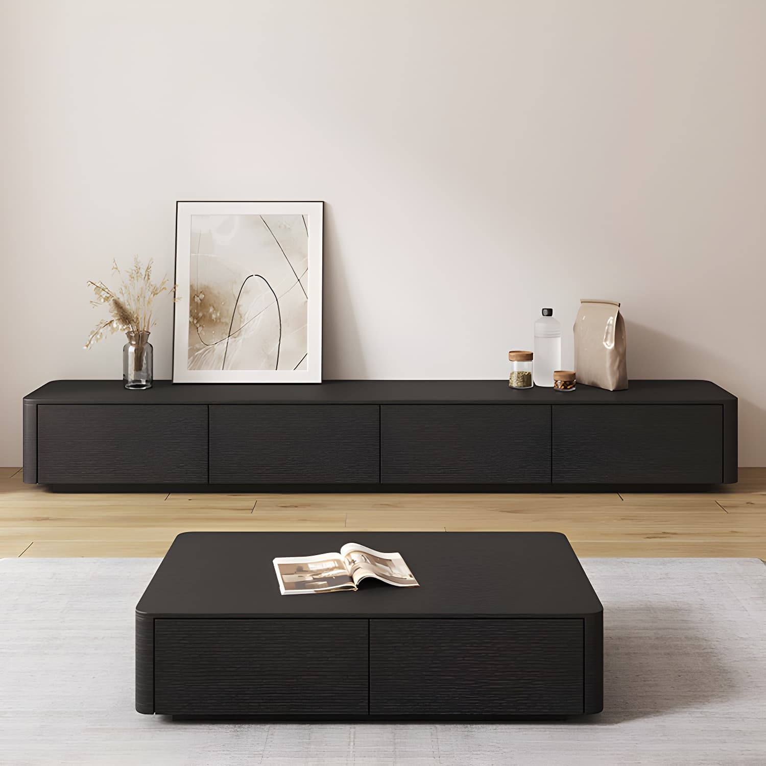 3 / 4 Drawers Modern TV Console 16" D Closed Storage Wooden TV Stand thumbnail 5