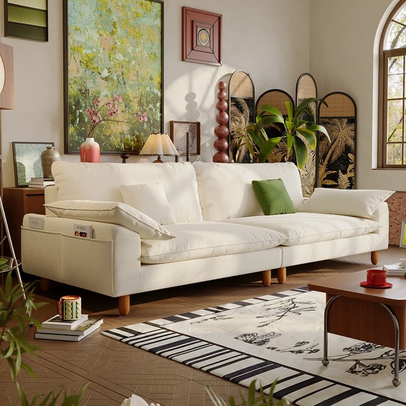 Gray/Sage/Amber Color Standard Sofa with Armrest and 4 Pillows for Drawing Room thumbnail 10
