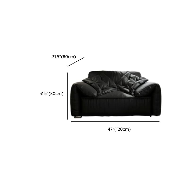 Modish Solid Color Water Resistant Standard Sofa in Midnight Black, Seats 5/4 Person/for 3 with 2 Pillows thumbnail 7