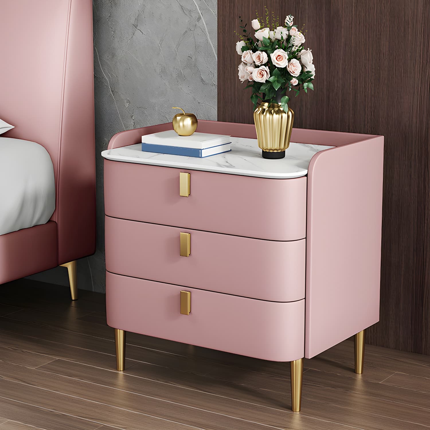 Contemporary Drawer Storage Bed Nightstand Wooden Night Table for Bedroom thumbnail 11