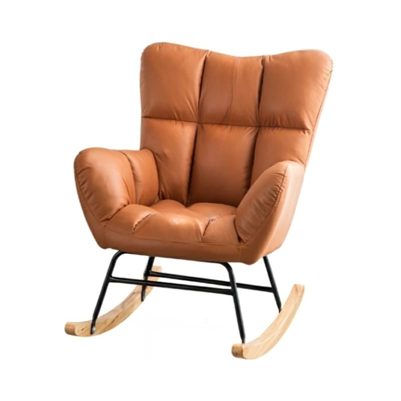 Midnight Black/Olive Green/Lemon Color Ergonomic Stationary Rocking Chair Couch with Rear & Round Arm thumbnail 19