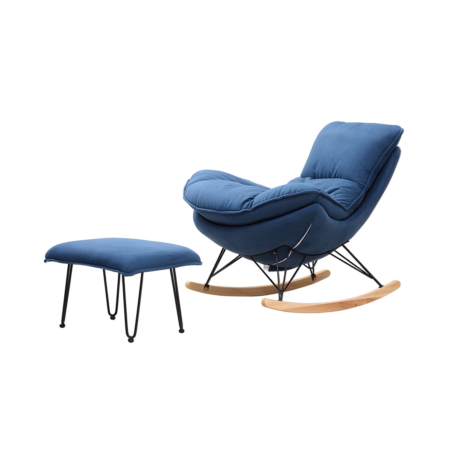 Modern Style Rocker Chair Metal Frame Spindle Cushions Rocker Chair with Ottoman thumbnail 12