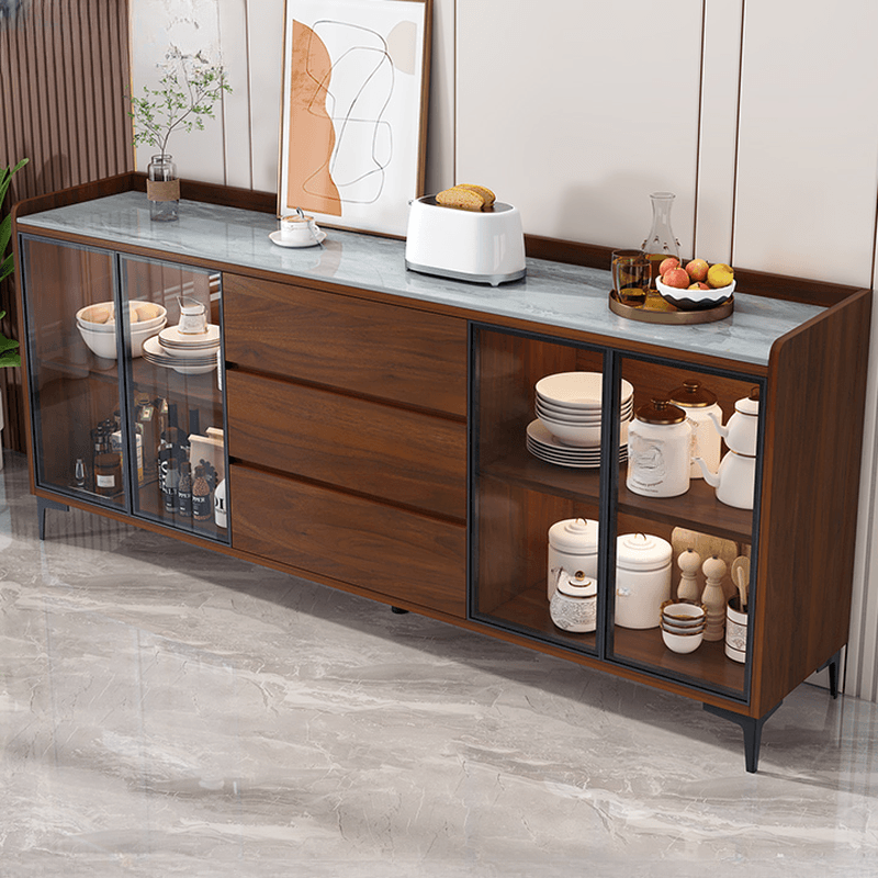 Standard/Narrow/Wide Oven Cabinet with 3 Drawers, Cupboard, Cabinets Storage, Sintered Stone Countertop, Glass-panel Door, and Flexible Shelf thumbnail 6