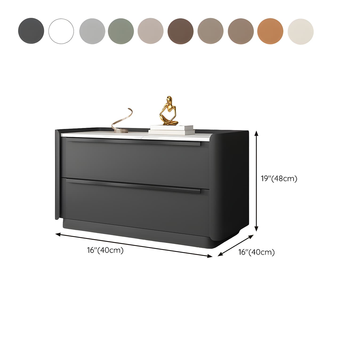 Modern Faux Leather Drawer Storage Nightstand in Stone Finish thumbnail 25