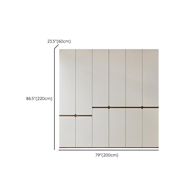 White Minimalist Manufactured Wood Wardrobe Closet with Soft Close Drawer, Soft Close Door, Interior Shelves, and Clothing Rod thumbnail 12