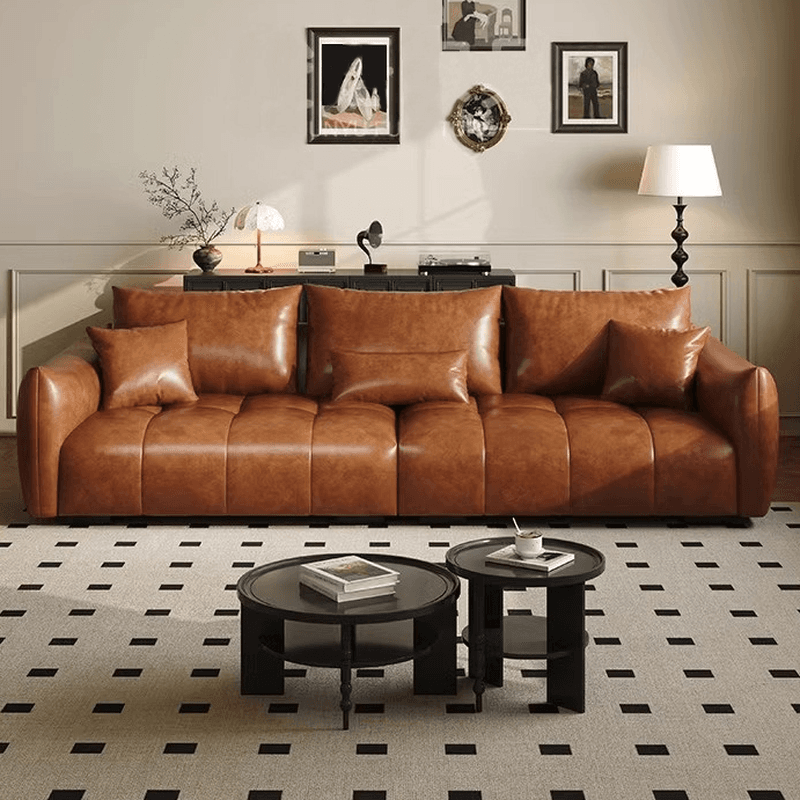 Contemporary Cocoa Standard Sofa Stain Resistant Solid Color with 2 Pillows for 5-seater/Seats 4/3-seater thumbnail 1