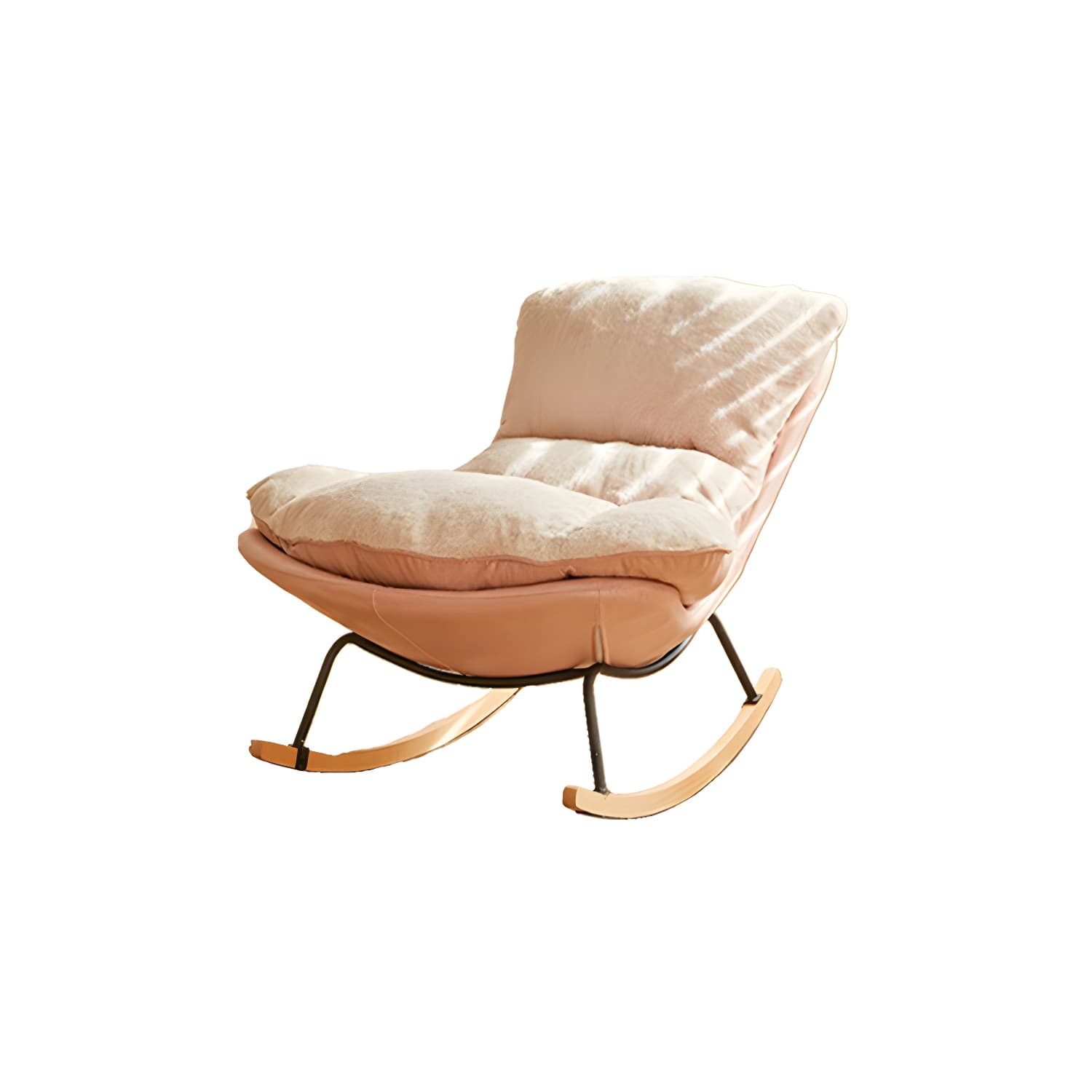 Stylish and Comfortable Modern Upholstered Rocking Chair with Natural Wood Legs thumbnail 14