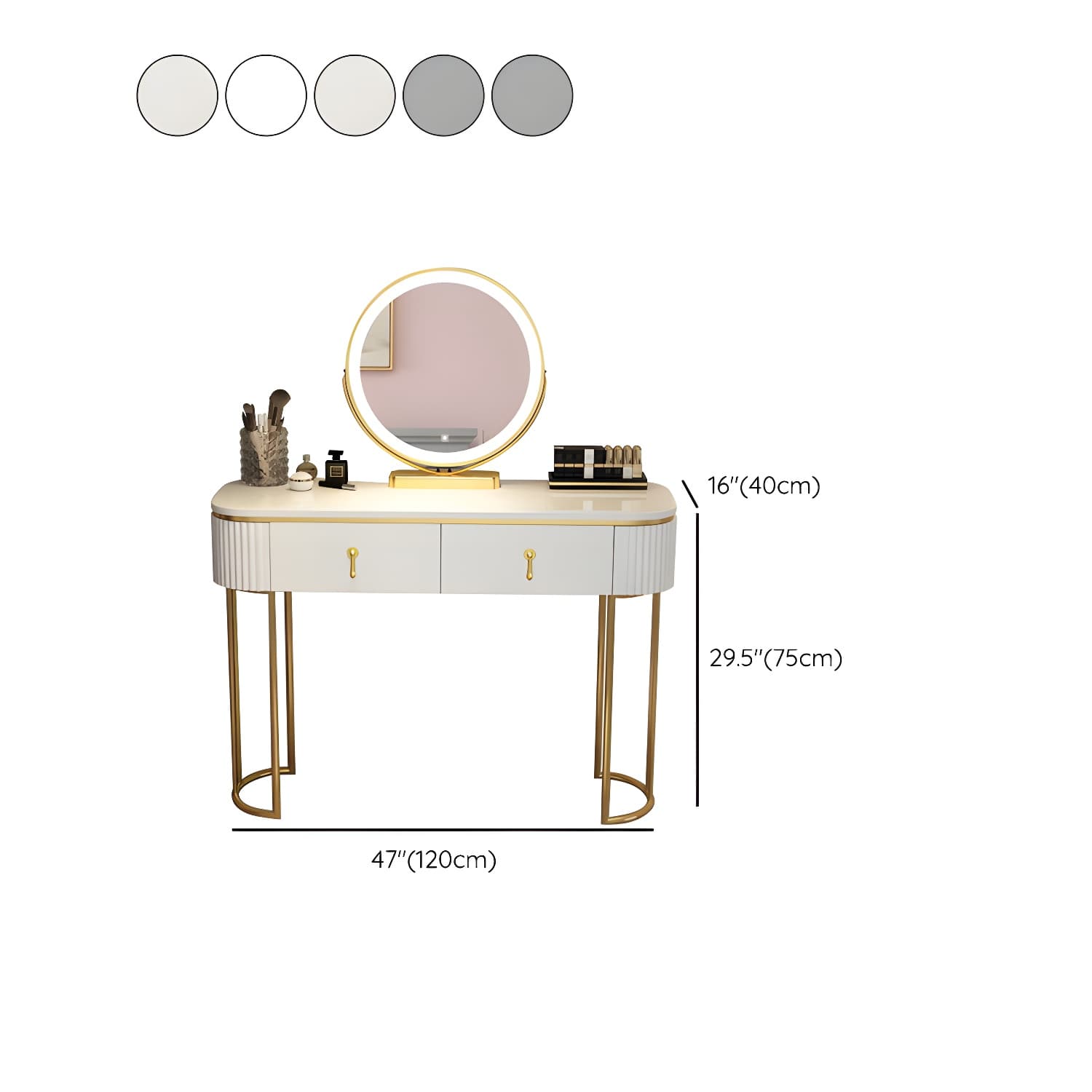 Glam 29.52" Height Makeup Vanity Set with Drawer and Mirror Vanity thumbnail 21