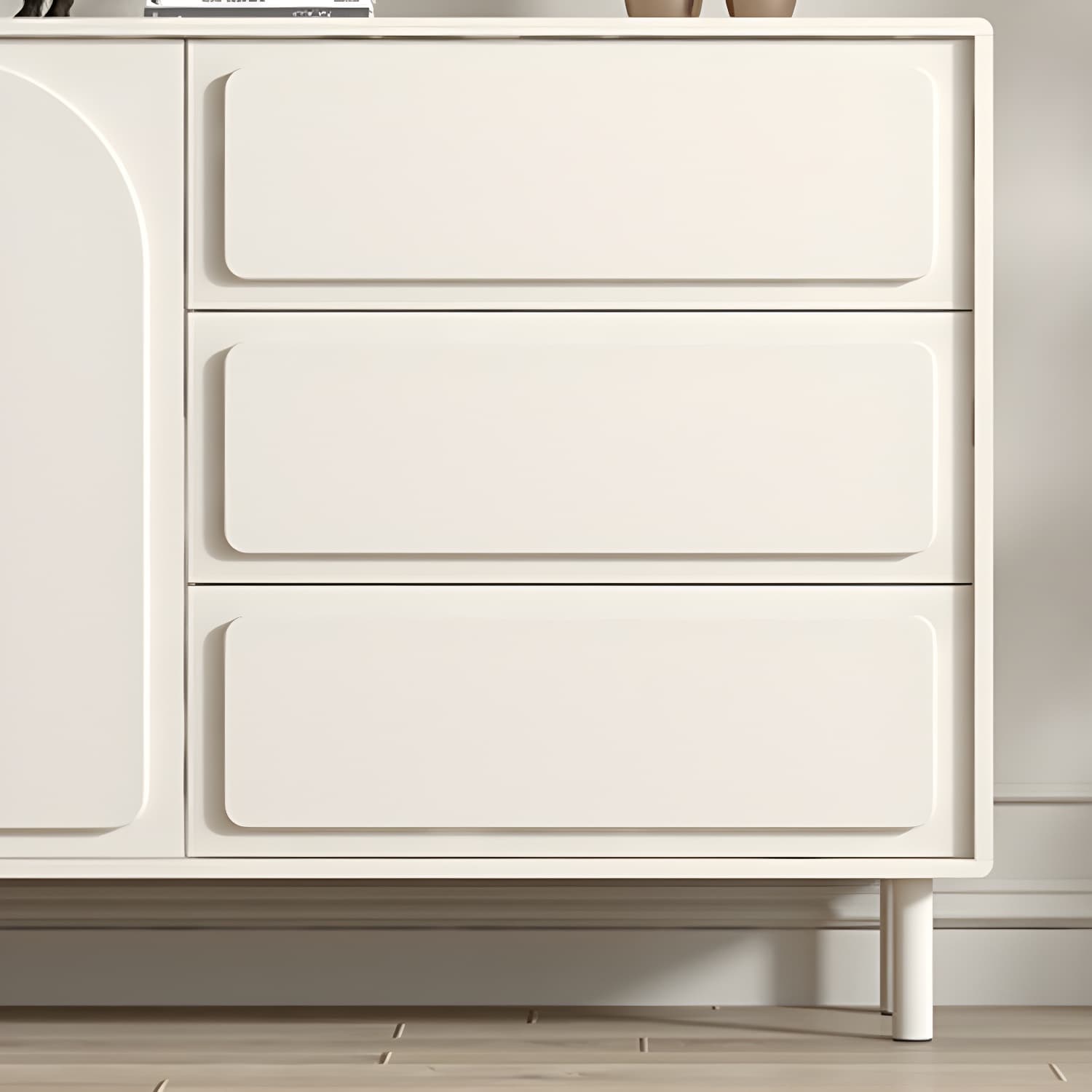 37.4"Tall White Wooden Cabinet , 3- Drawer Rectangle Accent Cabinet thumbnail 6