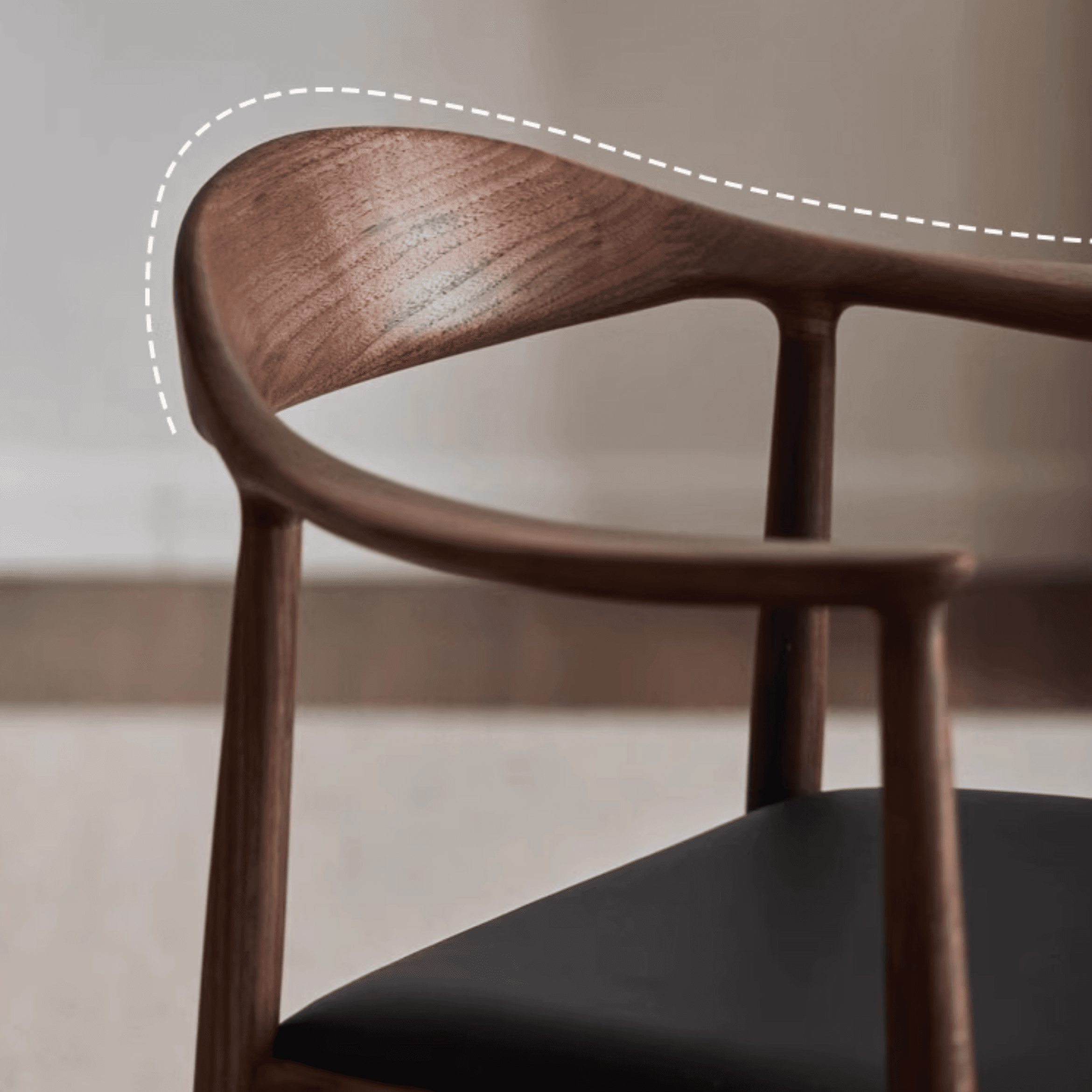 Scandinavian Timber Outlined Leatherette/Linen Firm Arm Chair with Exposed Back and Armrest thumbnail 10