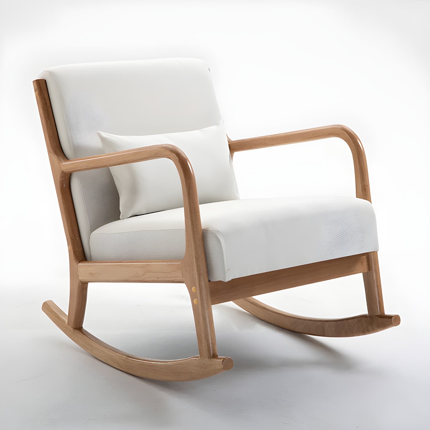 Modern Upholstered Rocking Chair with Natural Wood Legs and Recessed Back Cushion thumbnail 9