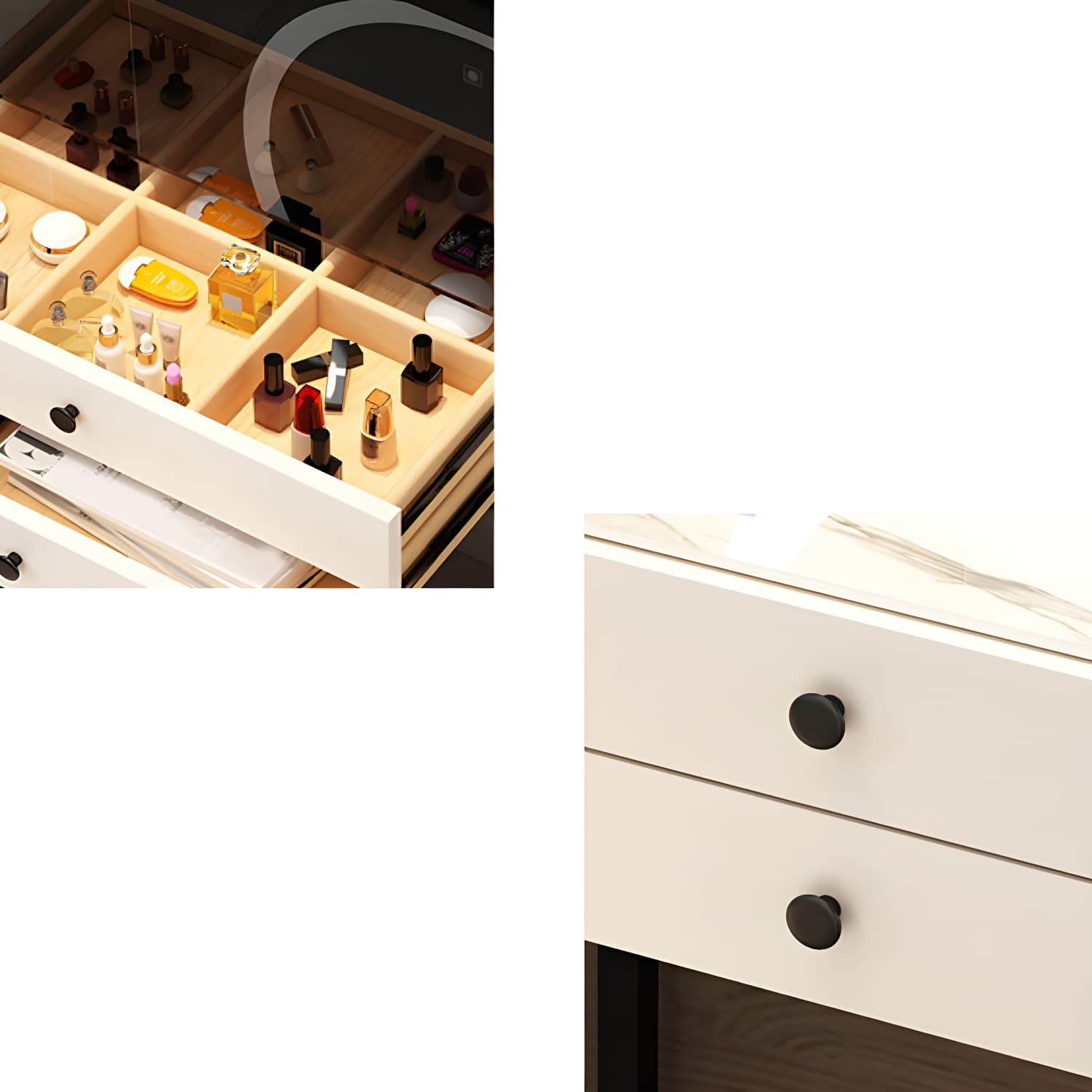 Contemporary Bedroom Makeup Vanity Desk Glass Vanity Dressing Table with Stool thumbnail 10