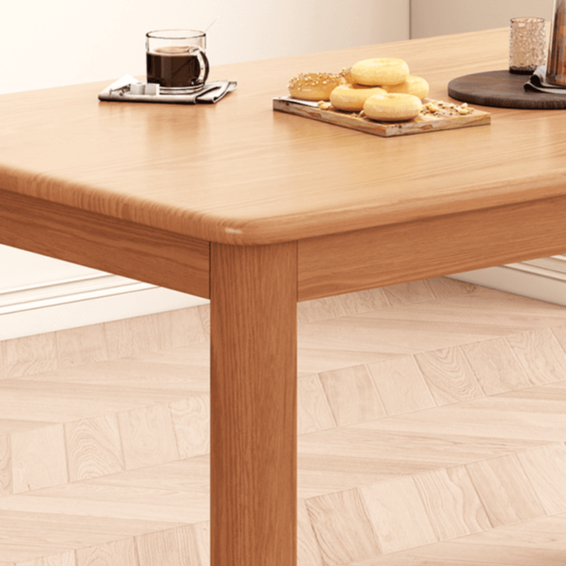 Minimalist Rectangular Dining Table Set with 4 Legs and Natural Wood Top, Featuring Back Seat thumbnail 7