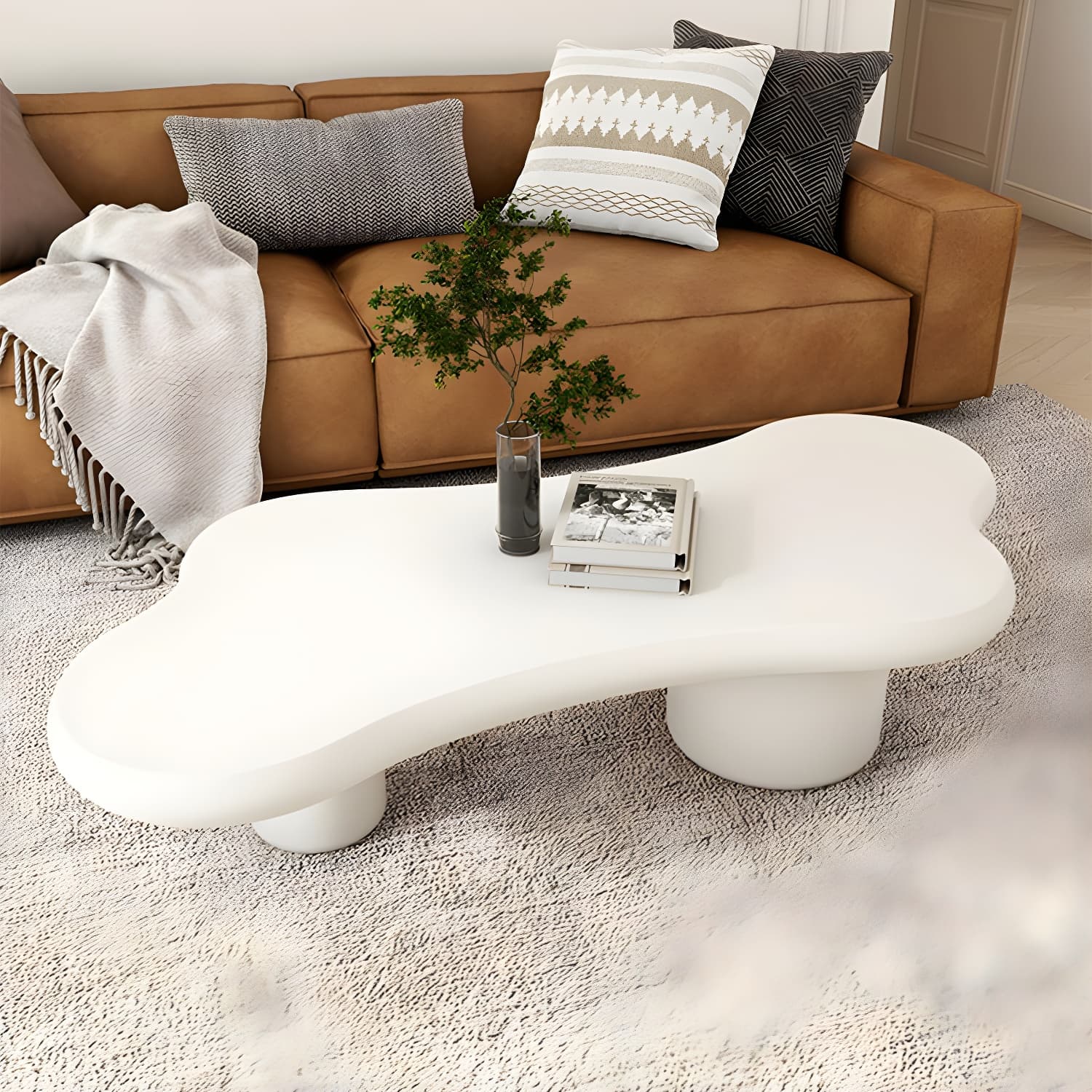 Cloud Shape Coffee Cocktail Table in Solid Wood Modern Style thumbnail 6